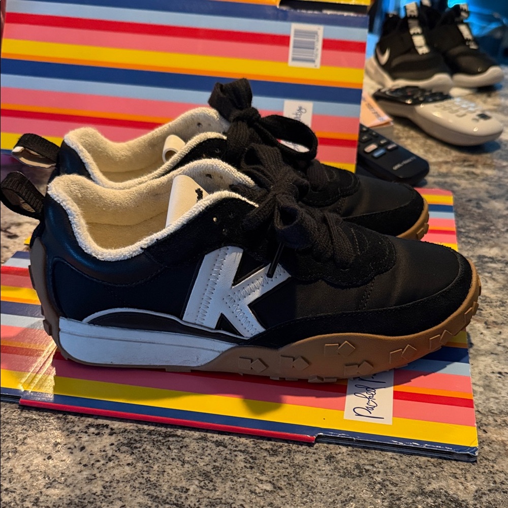 kate spade Black and White Women's Sneakers with Tan Gum Sole - Picture 2 of 7